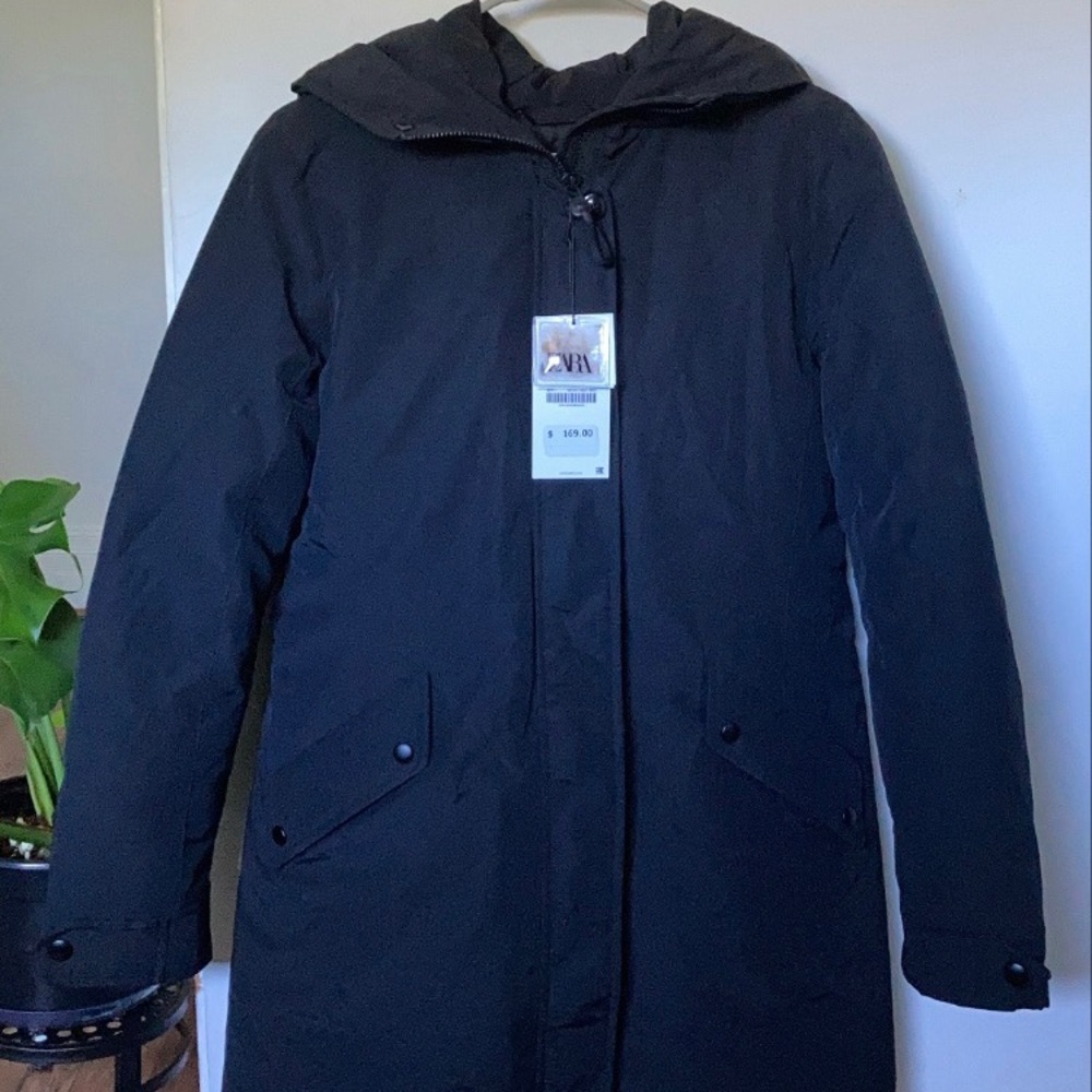 Zara winter coat black New with tags size M